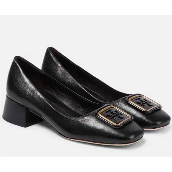 Tory Burch Georgia Leather Pumps Black 1918 Womens Shoes Size 7 - Picture 2 of 12